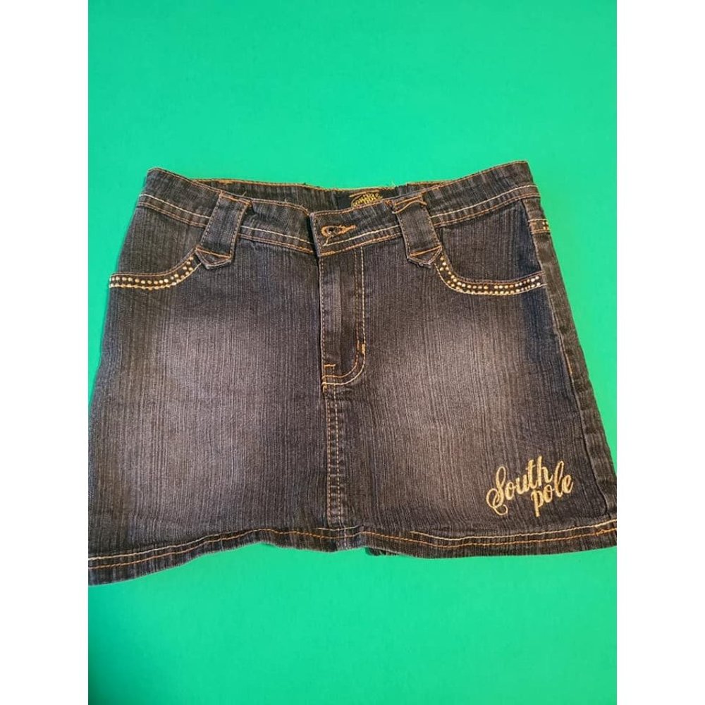 South Pole Girls Denim Embellished Skirt Blue Size 12 Good Condition